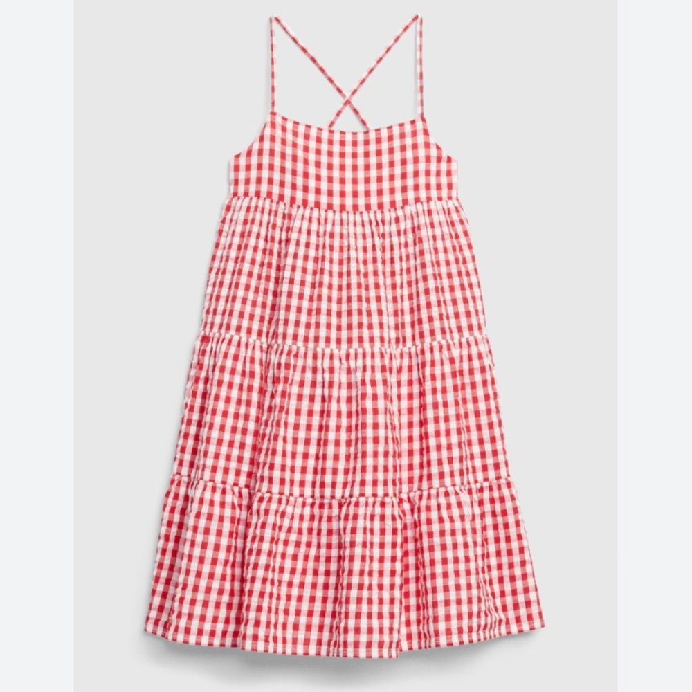 NWT Gap Kids Tiered Red Gingham Dress